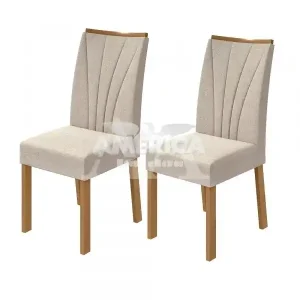 CJ 02 CADEIRAS LOPAS APOGEU TEC/ VELUDO NATURALLE CREME AMENDOA CLEAN