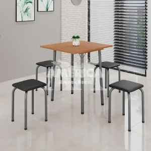 CJ MESA 4 BANQ SOMA LUANA 68X68 QUADRADA PRETO PRATA CINAMOMO