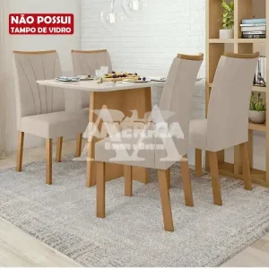 CJ MESA 4C LOPAS CELEBRARE S/VIDRO CANT.COPO CAD APOGEU 120X80 NATURAL