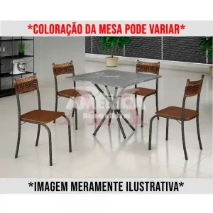 CJ MESA 4C MOVEIS TEIXEIRA ATLANTA QUADRADA 70X70 MARROM C/ RATAN CARV