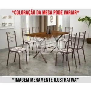 CJ MESA 6C MOVEIS TEIXEIRA PARATY RETANGULAR 140X75 BRANCO MARROM / MA