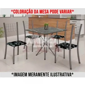 CJ MESA SOMA 4C DANY 70X70 QUADRADA FLORAL CINZA LACA