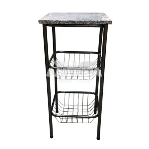 FRUTEIRA SERRA TUBOS 90CM C/GRANITO 2 CESTAS PRETO MARTELADO