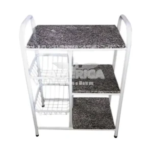 FRUTEIRA SERRA TUBOS P/ MICRO 90CM C/GRANITO 2 CESTAS BRANCO MARTELADO