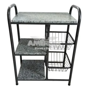 FRUTEIRA SERRA TUBOS P/ MICRO 90CM C/GRANITO 2 CESTAS PRETO MARTELADO