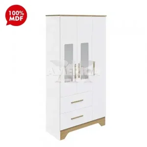 ROUPEIRO 3P. ABRIR 2G PEROBA POPY RETRO BRANCO BRILHO / CARVALHO