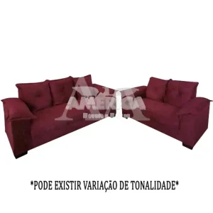 CJ ESTOFADO LIFESPUMA 2/3 LUGARES PAULINHA VINHO