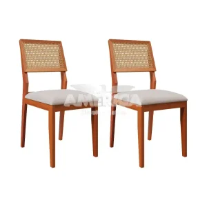 CJ 02 CADEIRAS AGN LARISSA TELA MADEIRA/LINHO