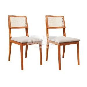 CJ 02 CADEIRAS AGN LETICIA TELA MADEIRA/LINHO