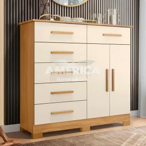 COMODA 6G 2P. ABRIR ALBATROZ XANGAI CARVALHO GRIFE/OFF WHITE