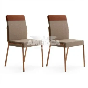 CJ 02 CADEIRAS CARRARO DUO 1739 COURINO CARAMELO C/ TUBO ROSE