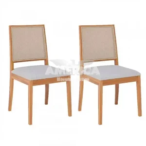 CJ 02 CADEIRAS CIMOL BURITI NATUAME MADEIRA/LINHO CINZA