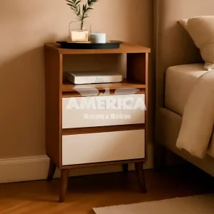 MESA DE CABECEIRA 2G EJ RETRO ROMA FREIJO/OFF WHITE