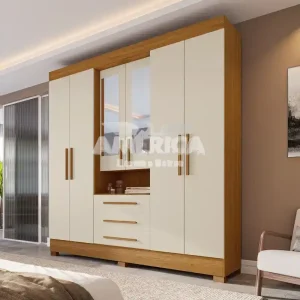 ROUPEIRO 6P ABRIR 3G ACP DEBORA CAPELINHA C/ESPELHO CINAMOMO/OFF WHITE